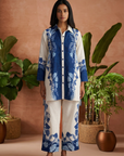 Blue scenic floral coordset