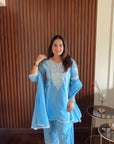 Blue Farshi Lucknowi Suit set