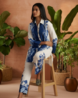 Blue scenic floral coordset