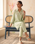Mint Green Floral Embroidered Co-Ord Set