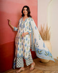 Blue Phoolkari Booti Suit Set
