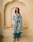 Blue Floral Petal Suit Set