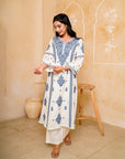 Blue & White Chikankari Suit Set