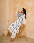 Blue & White Chikankari Suit Set