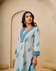 Blue Floral Petal Suit Set