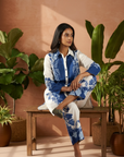 Blue scenic floral coordset