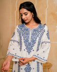 Blue & White Chikankari Suit Set