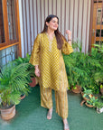 Green Saaj Strips Co-ord Set