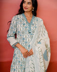 Teal Garden Booti Suit Set