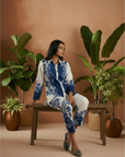 Blue scenic floral coordset