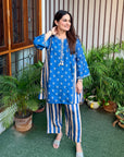Blue Noor Boota Co-ord Set
