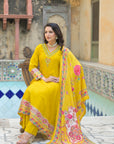 Mustard yellow anarkali suit set