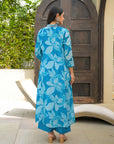 Candy blue anarkali suit set