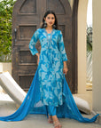Candy blue anarkali suit set