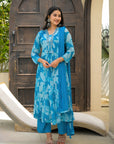 Candy blue anarkali suit set