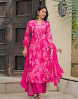 Candy pink anarkali suit set