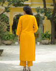 Tangy yellow organza suit set