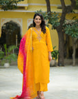 Tangy yellow organza suit set