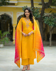 Tangy yellow organza suit set