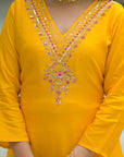 Tangy yellow organza suit set