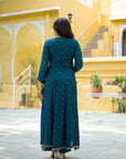 Blue golden anarkali suit set