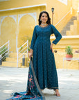 Blue golden anarkali suit set