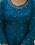 Blue golden anarkali suit set
