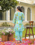 Aqua blue floral coord set