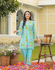 Aqua blue floral coord set