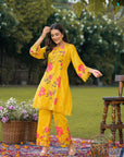 Mustard yellow floral coord set