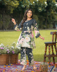 Black floral coord set