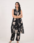 Ebony black floral suit set