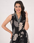 Ebony black floral suit set