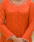 Rust golden anarkali suit set