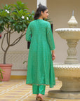 Emerald green anarkali suit set