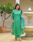Emerald green anarkali suit set