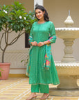 Emerald green anarkali suit set