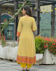 Mustard cabriole anarkali suit set