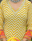 Mustard cabriole anarkali suit set