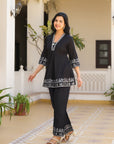 Midnight black embroidery coord set
