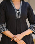 Midnight black embroidery coord set