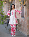 Pink shiffli floral co-ord set