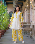 Mustard shiffli floral co-ord set