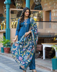 Navy blue kalamkaari suit set
