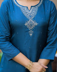 Navy blue kalamkaari suit set