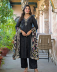 Black kalamkaari sui set