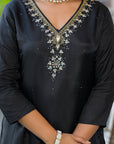 Black kalamkaari sui set