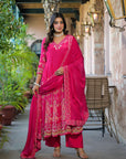 Pink floral anarkali suit set