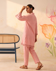 Blush Pink Floral Embroidered Co-Ord Set