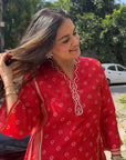 Laal Gul Strips Co-ord Set